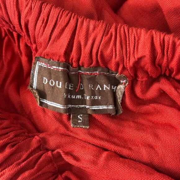 Double D Ranch Skirt Womens Small Tiered Western Vintage 90s Boho Red Orange - Picture 5 of 9